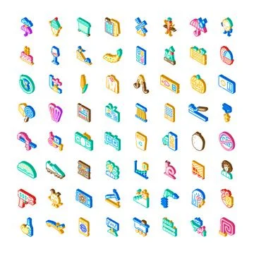 Isometric objects collection for infographics and design kit Stock Illustration