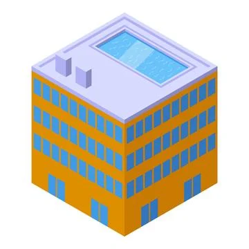 Isometric office building with rooftop pool Stock Illustration