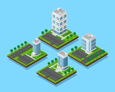Isometric office buildings Stock Illustration