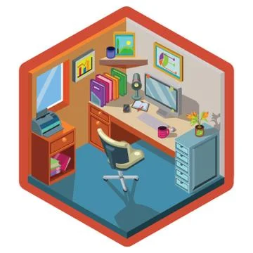 Isometric Office Interior Design Stock Illustration
