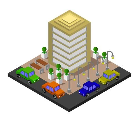 Isometric office room illustrated in vector on white background 스톡 일러스트