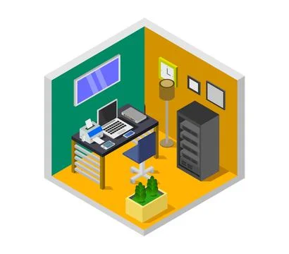 Isometric office room Stock Illustration