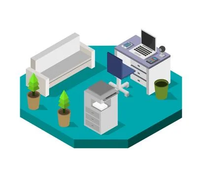 Isometric office room Stock Illustration