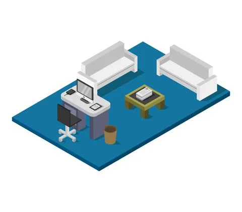Isometric office room in vector on white background イラスト素材