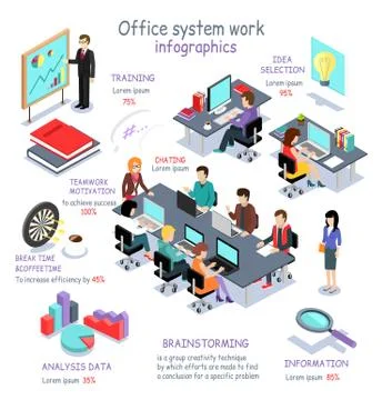 Isometric Office System Work Infographic Illustrazione stock
