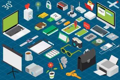 Isometric office workplace Illustrazione stock