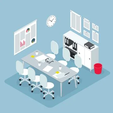 Isometric Office Workspace Illustration Stock Illustration