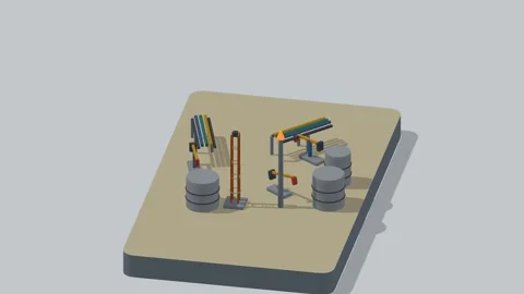 Isometric oil field pumpjacks rotating diorama seamless loop Video stock 340077392