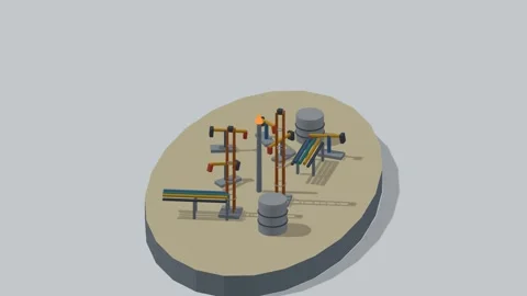 Isometric oil field pumpjacks rotating diorama seamless loop Stock Footage 340077393