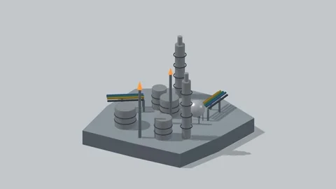 Isometric oil refinery plant rotating diorama seamless loop Stock Footage 340077433