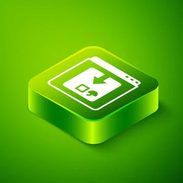 Isometric Online app delivery tracking icon isolated on green background. Parcel Stock Illustration