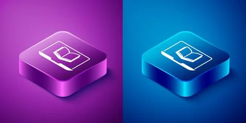Isometric Online class icon isolated on blue and purple background. Online 스톡 일러스트