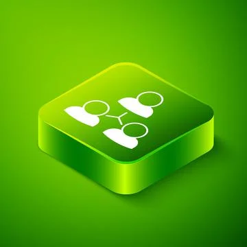 Isometric Online class icon isolated on green background. Online education イラスト素材