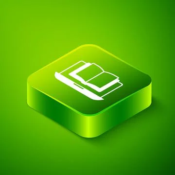 Isometric Online class icon isolated on green background. Online education 스톡 일러스트