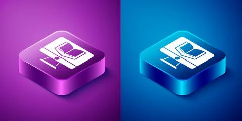 Isometric Online class icon isolated on blue and purple background. Online Illustrazione stock
