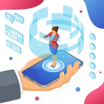 Isometric Online Customer Support Stock Illustration