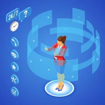 Isometric Online Customer Support Stock Illustration