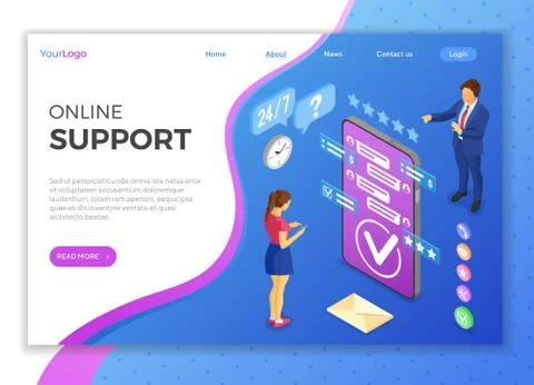 Isometric Online Customer Support Stock Illustration