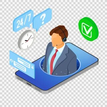 Isometric Online Customer Support Stock Illustration
