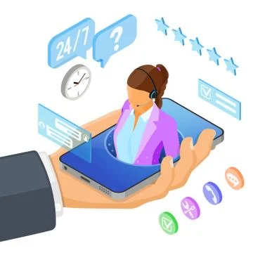 Isometric Online Customer Support Stock Illustration