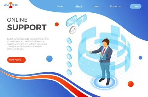 Isometric Online Customer Support Stock Illustration