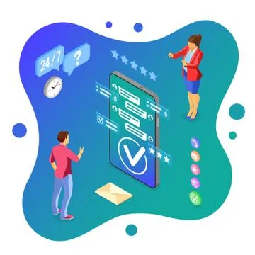 Isometric Online Customer Support Stock Illustration
