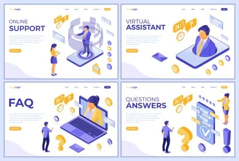 Isometric Online Customer Support Stock Illustration
