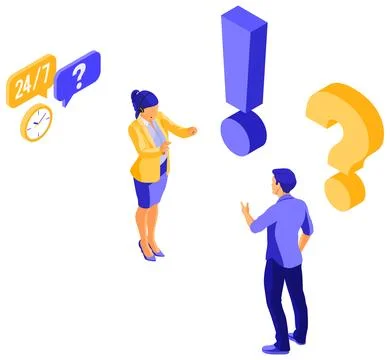 Isometric Online Customer Support Stock Illustration