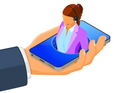 Isometric Online Customer Support Stock Illustration