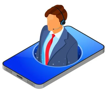 Isometric Online Customer Support Stock Illustration