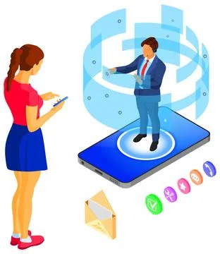 Isometric Online Customer Support Illustrazione stock