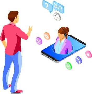 Isometric Online Customer Support Stock Illustration