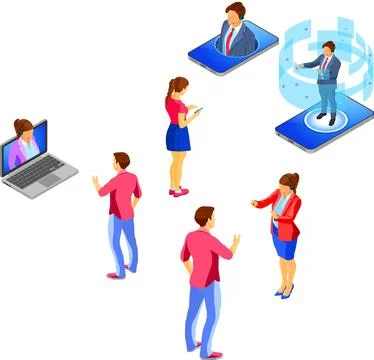 Isometric Online Customer Support Templates Stock Illustration