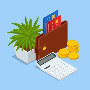 Isometric online payment, e-transfer digital wallet, online money , mobile Stock Illustration