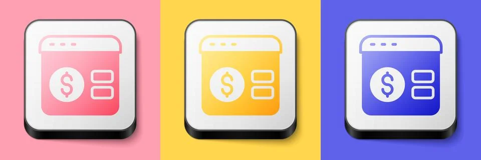 Isometric Online poker table game icon isolated on pink, yellow and blue ba.. 스톡 일러스트