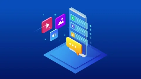 Isometric online video training or tutorial Video stock 131274571