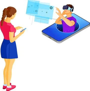 Isometric Online VR Customer Support Stock Illustration