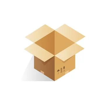 Isometric open empty cardboard box, opening simple paper parcel イラスト素材