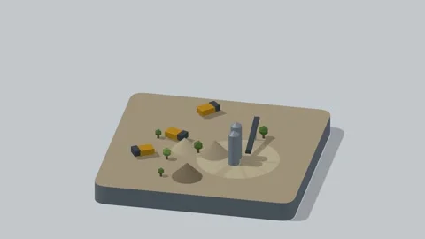 Isometric open pit mine rotating diorama seamless loop Stock Footage 340077455