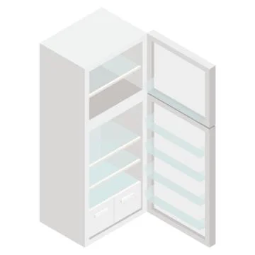 Isometric opened fridge icon Stock Illustration