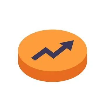 Isometric Orange 3D Button with Upward Growth Arrow Icon Representing Succe.. Illustrazione stock