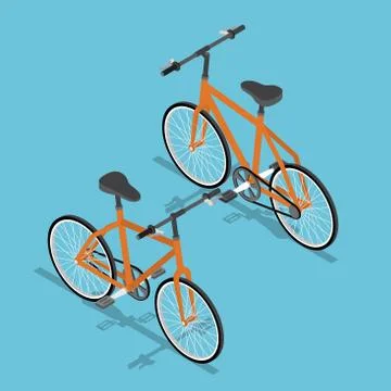 Isometric Orange Bicycle Ecologically Transportation Stock Illustration