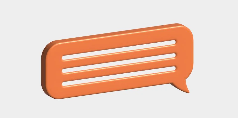 Isometric orange speech bubble, messenger shape. 3D render vector icons for Stock Illustration