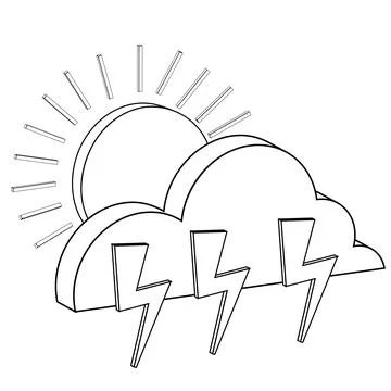 Isometric outline icon thunderstorm lightning Stock Illustration