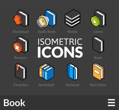 Isometric outline icons set Stock Illustration