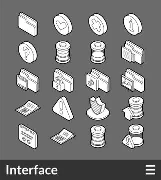 Isometric outline icons set Stock Illustration