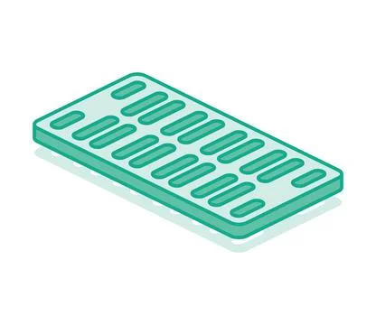 Isometric outline rectangular storm drain grate. Urban infrastructure element Ilustración de archivo