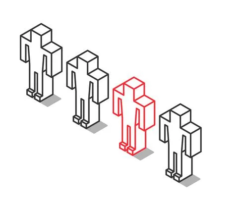Isometric outline unique man Stock Illustration