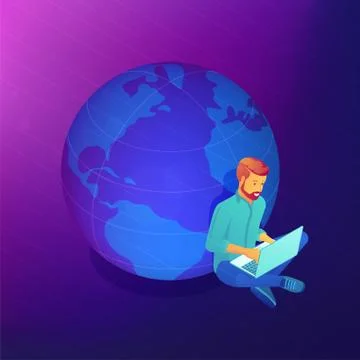 Isometric outsource job concept Ilustración de archivo
