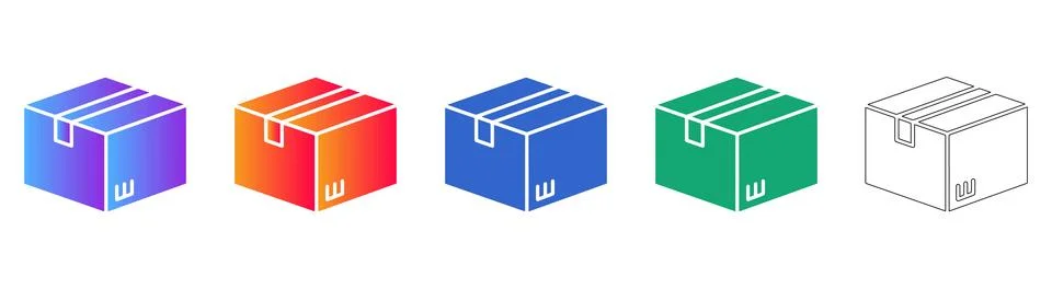 Isometric Package Box Icons Stock Illustration